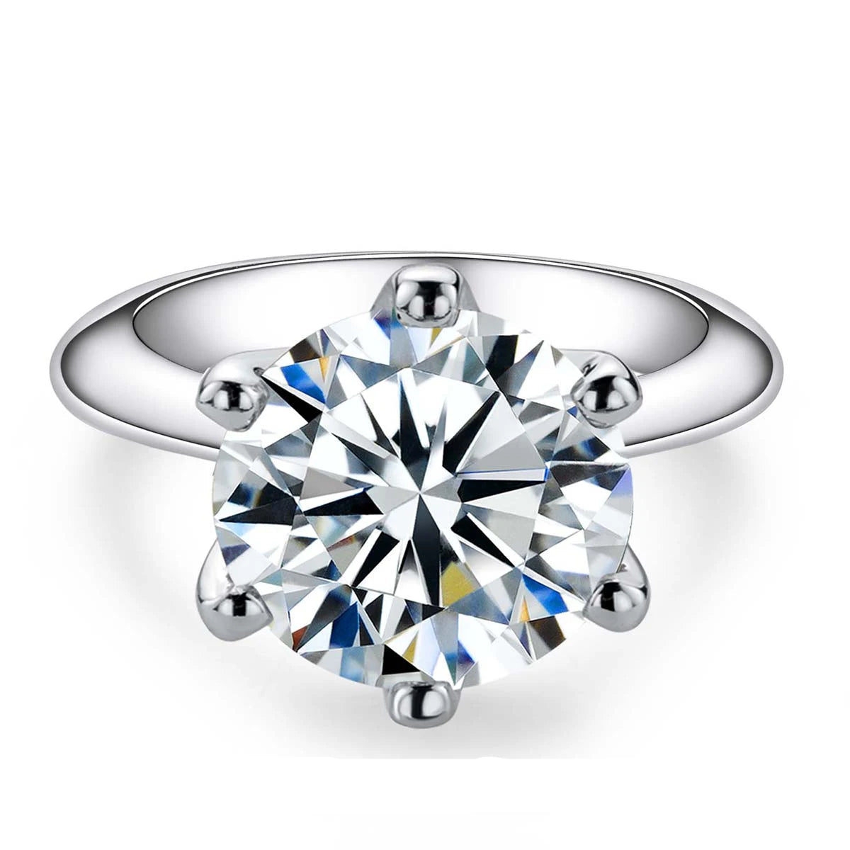 Anel Solitário de Moissanite em Prata 925 com Ouro 18K