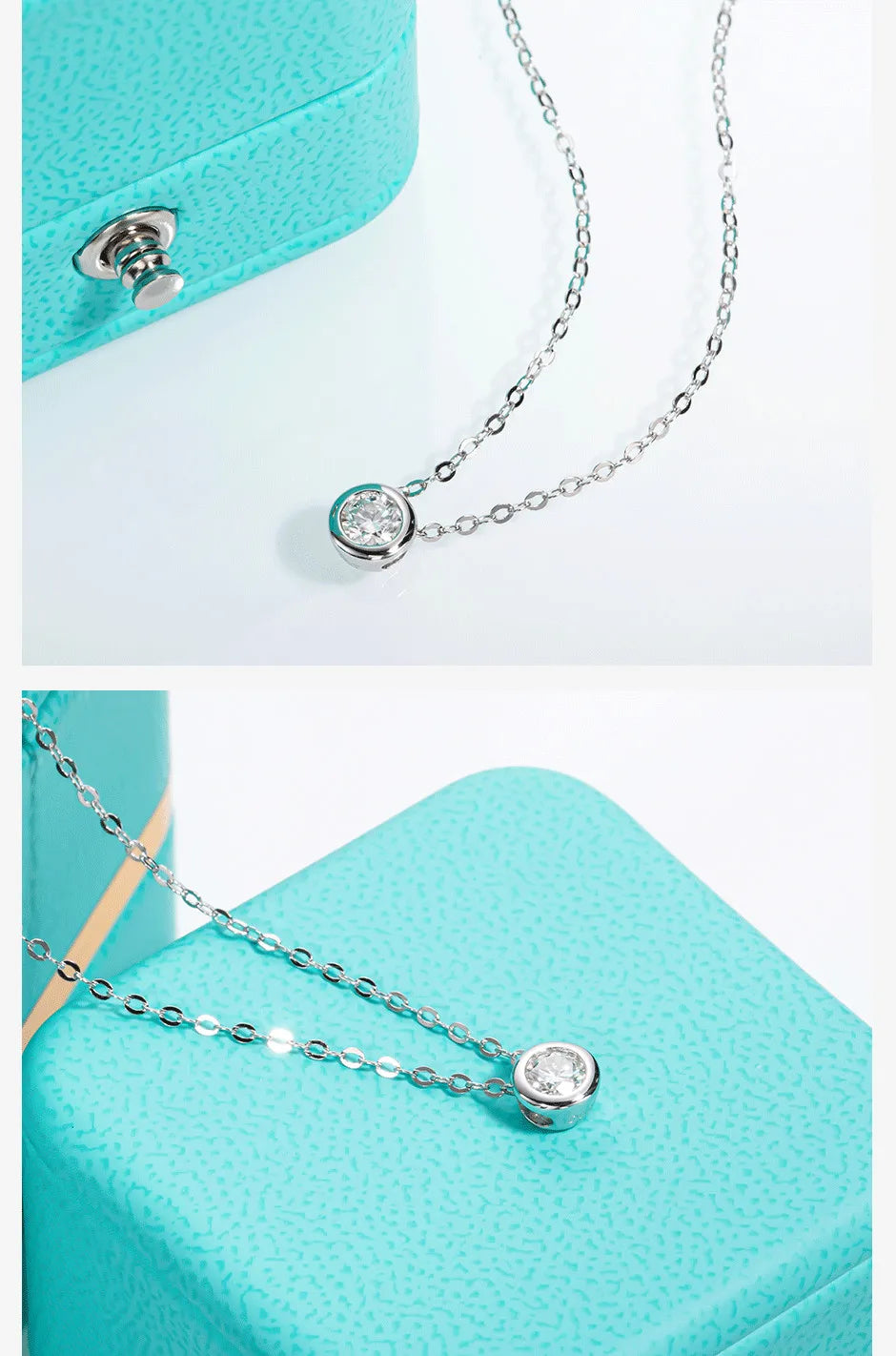 Colar com Pingente de Moissanita 0.30ct D Color em Prata 925 com Banho de Ouro 18K – 45cm