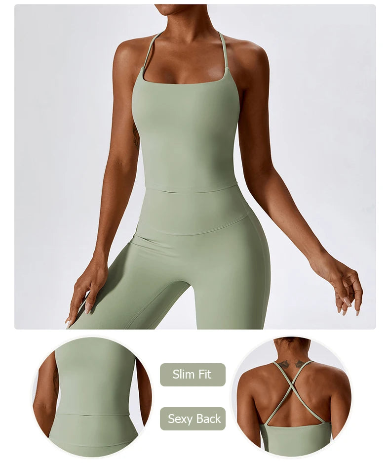 Top Feminino Fit Diamonds Buttery Soft — Bojo Removível, Costas Cruzadas e Toque de Segunda Pele