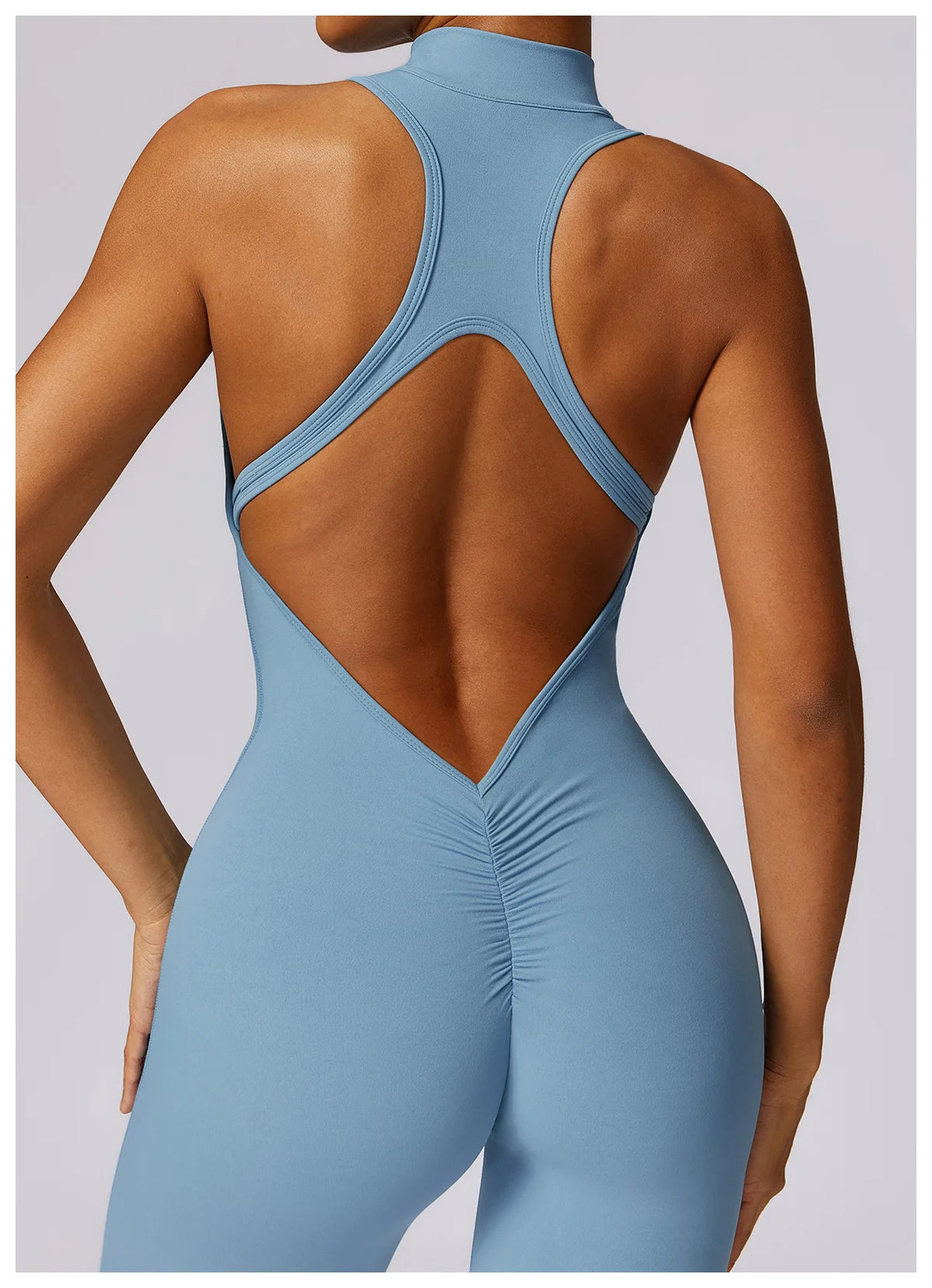 Macacão Fit Diamond com Zíper – Push Up, Compressão e Secagem Rápida