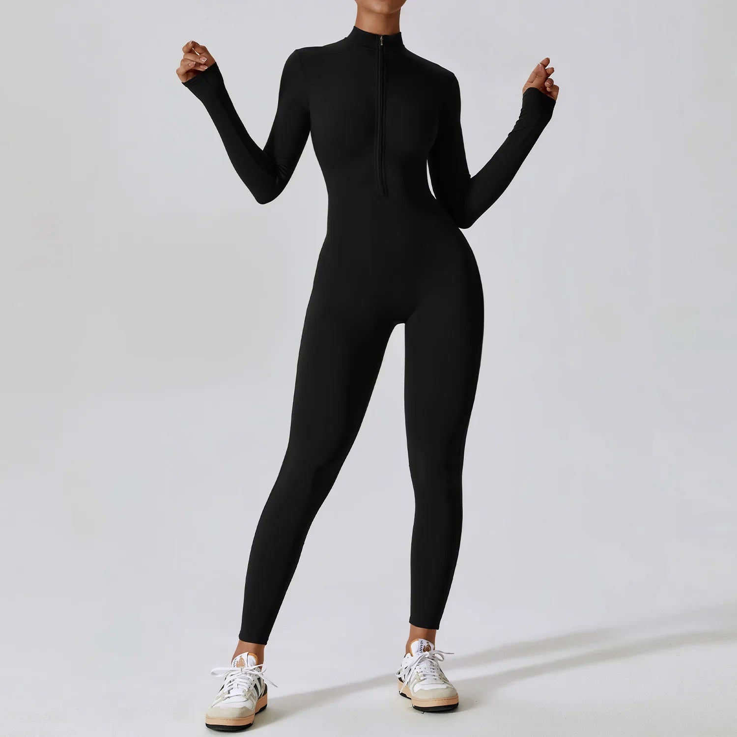 Macacão Fitness Feminino Manga Longa com Zíper – Push Up One Piece | Fit Diamond