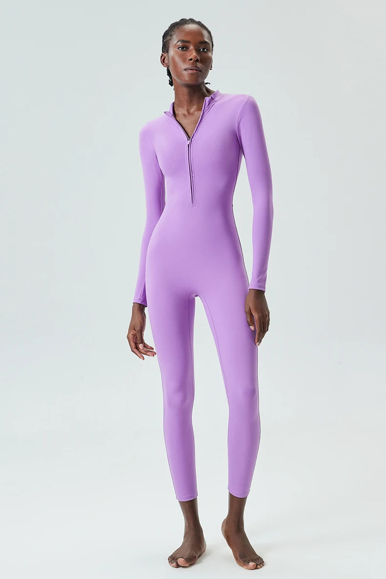 Macacão Fitness Feminino Fit Diamond – Buttery Soft Slim Fit Manga Longa