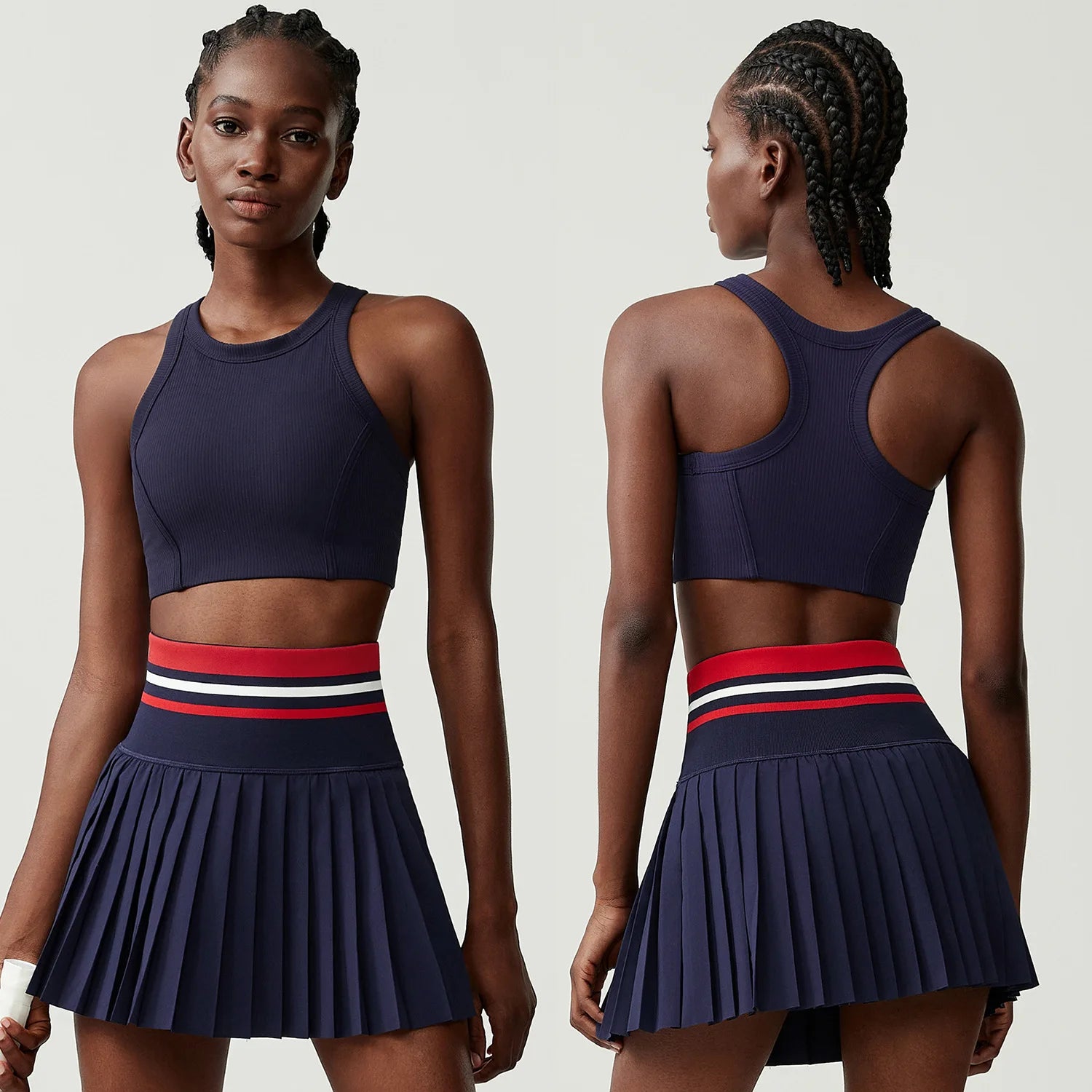 Conjunto Fitness Feminino 2 Peças Fit Diamond – Saia Shorts + Top Slim Fit