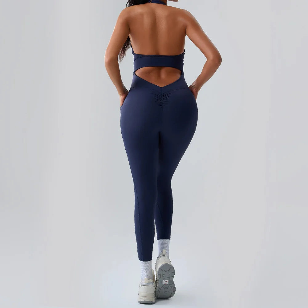 Macacão Fitness Feminino Sem Manga com Bolsos – Push Up One Piece | Fit Diamond