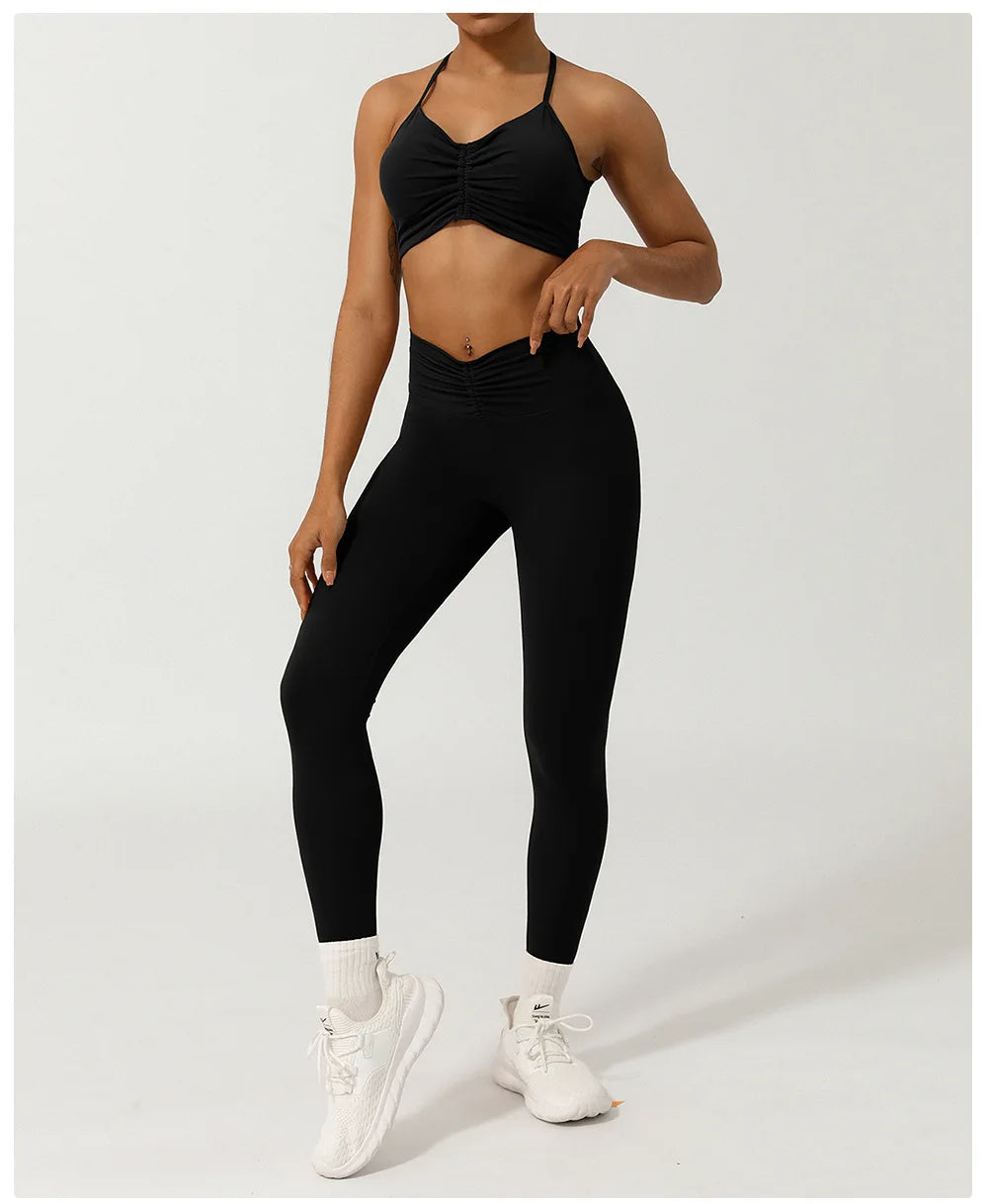 Conjunto Fit Diamond Seamless 2 Peças Top Cropped sem Costura e Calça Legging