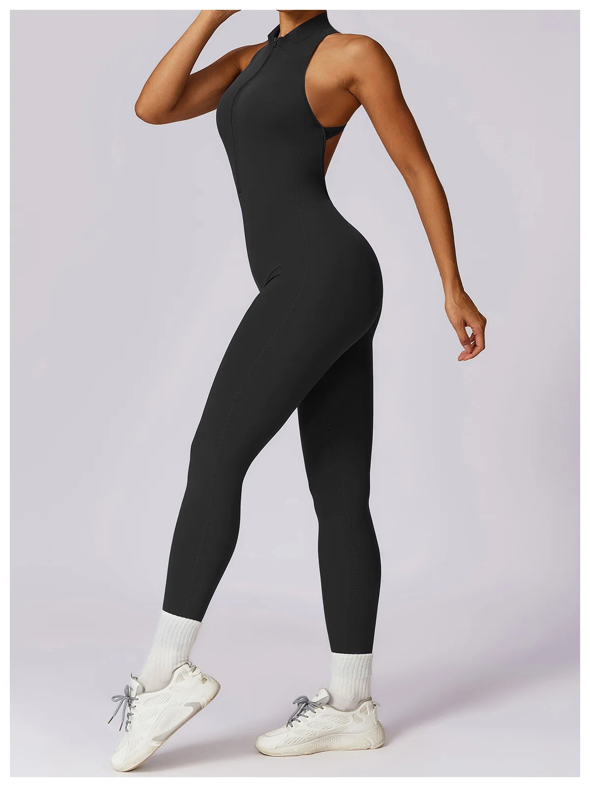 Macacão Fit Diamond com Zíper – Push Up, Compressão e Secagem Rápida