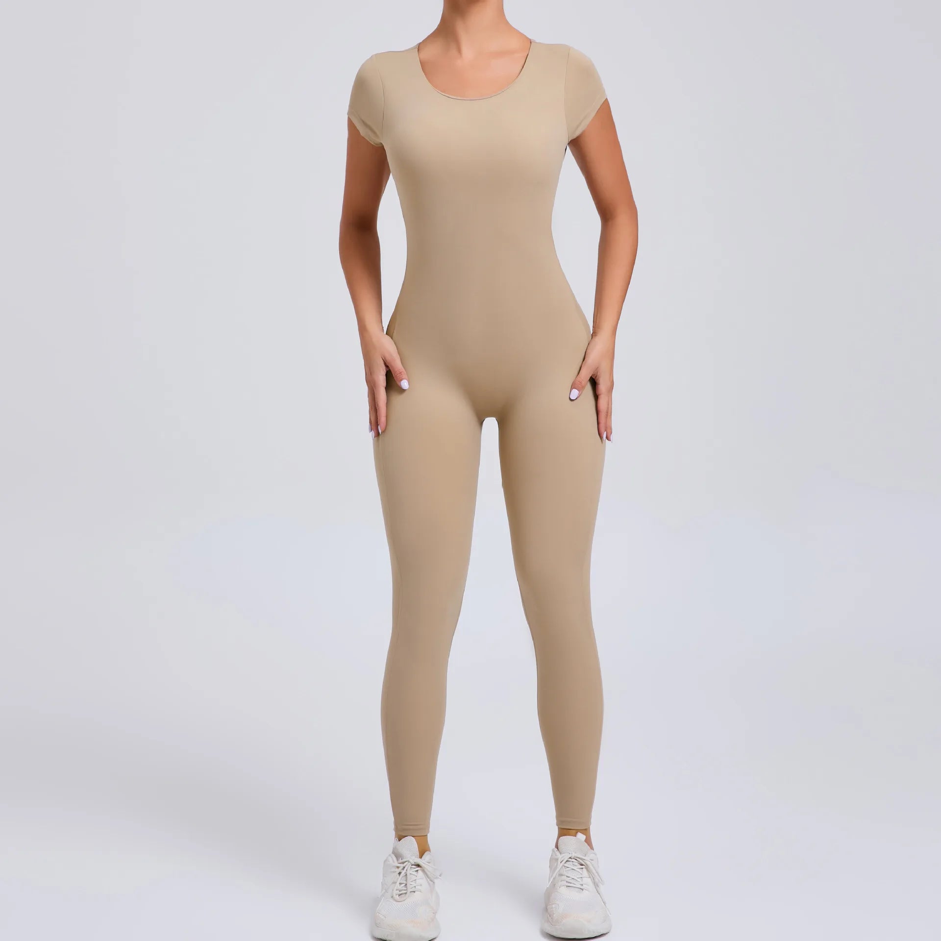 Macacão Fitness Feminino One Piece – Manga Curta, Modelagem Push Up, Yoga & Treino Fit Diamond