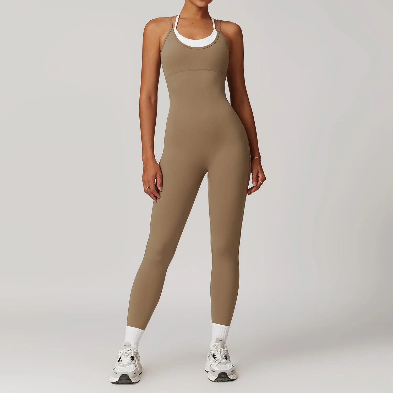 Macacão Fitness Feminino Color Block Costas Cruzadas com Bolsos | Fit Diamond