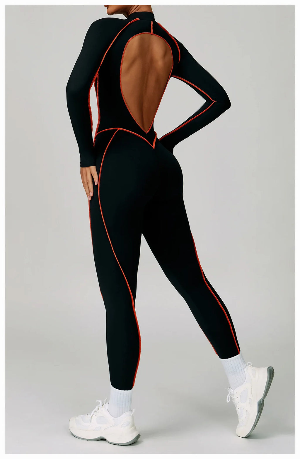 Macacão Fitness Feminino Curto com Manga Longa e Zíper – One Piece | Fit Diamond