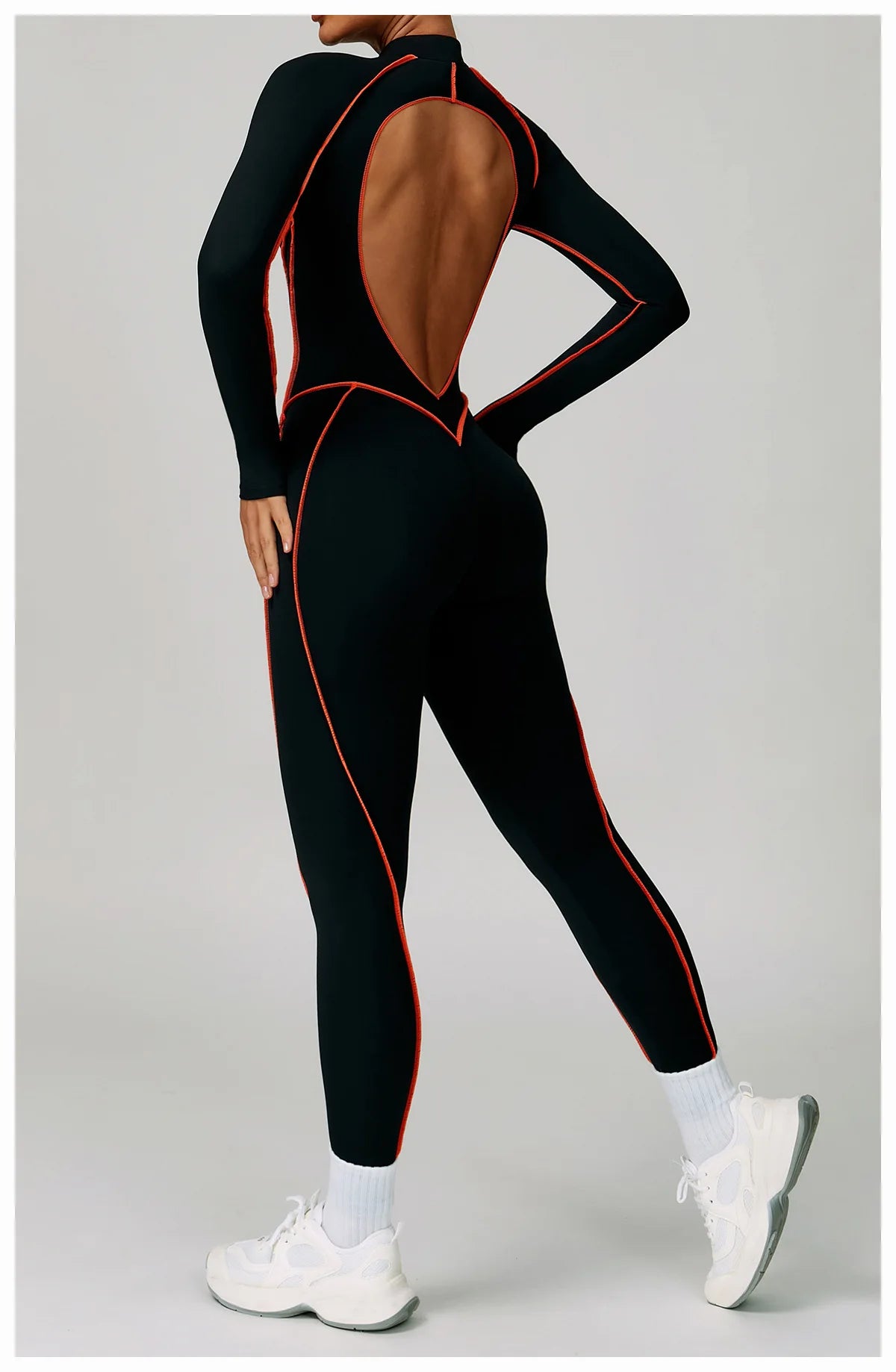 Macacão Fitness Feminino Curto com Manga Longa e Zíper – One Piece | Fit Diamond