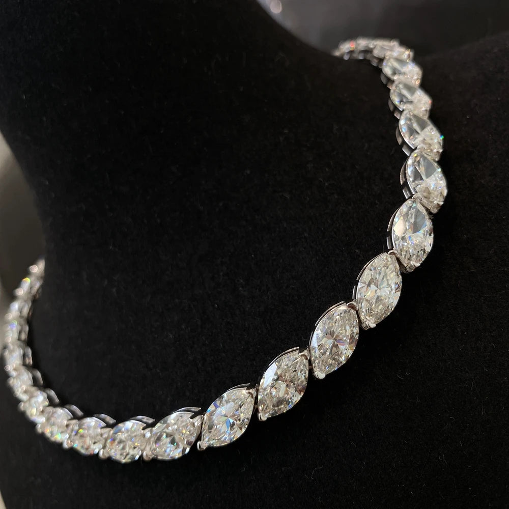 Colar Luxury Safira Laboratorial Marquise em Prata 925