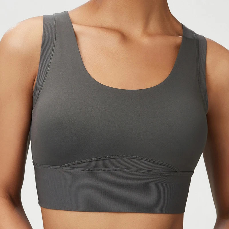 Top Fit Diamond Round Neck Crop Bra Conforto, Praticidade e Estilo Minimalista
