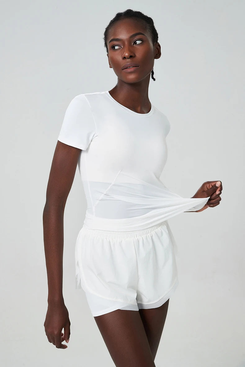 Conjunto Fitness Feminino Short e Blusa Fit Diamond – Summer Slim Fit Manga Curta