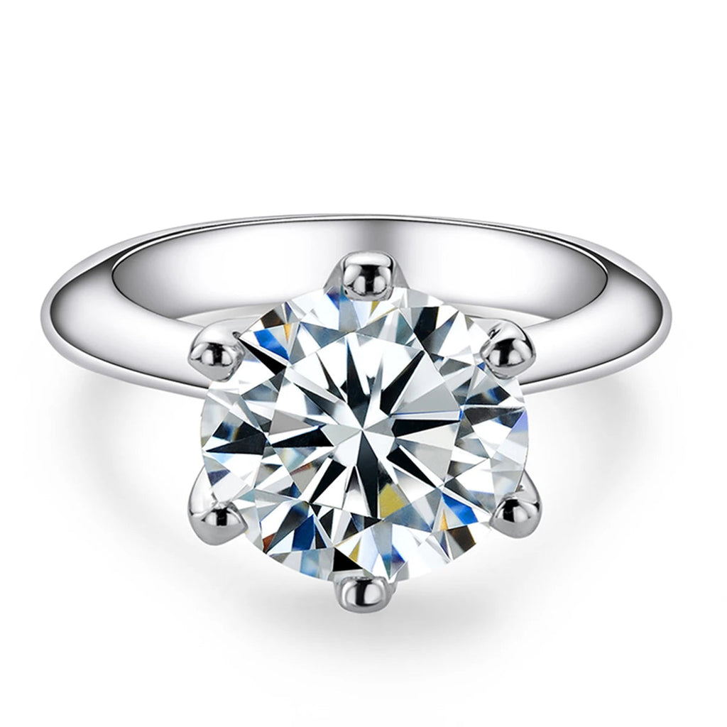Anel Solitário de Moissanite em Prata 925 com Ouro 18K