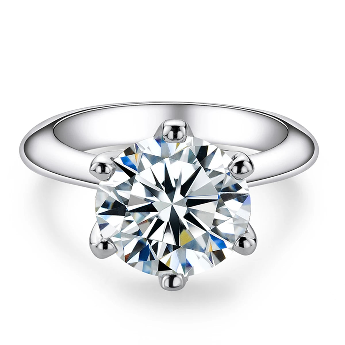 Anel Solitário de Moissanite em Prata 925 com Ouro 18K