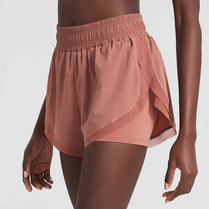 Shorts Feminino Fit Diamonds Summer 2 em 1 — Cintura Alta, Forro Interno Compressivo e Secagem Rápida