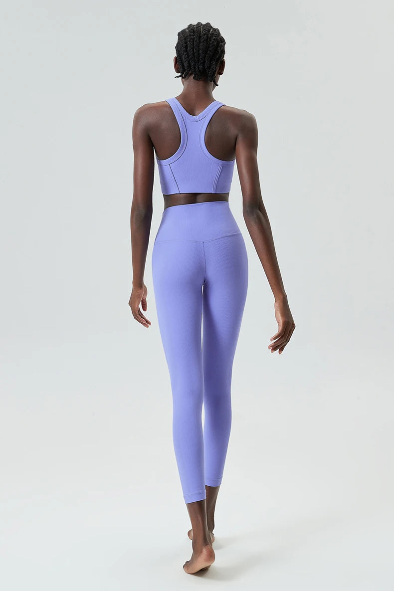 Conjunto Fitness Top e Calça Feminino 2 Peças Fit Diamond – Ribbed Slim Fit Alta Sustentação
