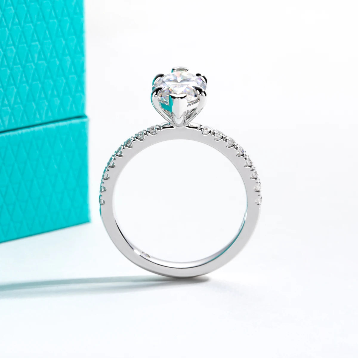 Anel de Noivado com Moissanita Marquise 3ct em Prata 925 – Cor D VVS1, Clássico de Luxo Feminino