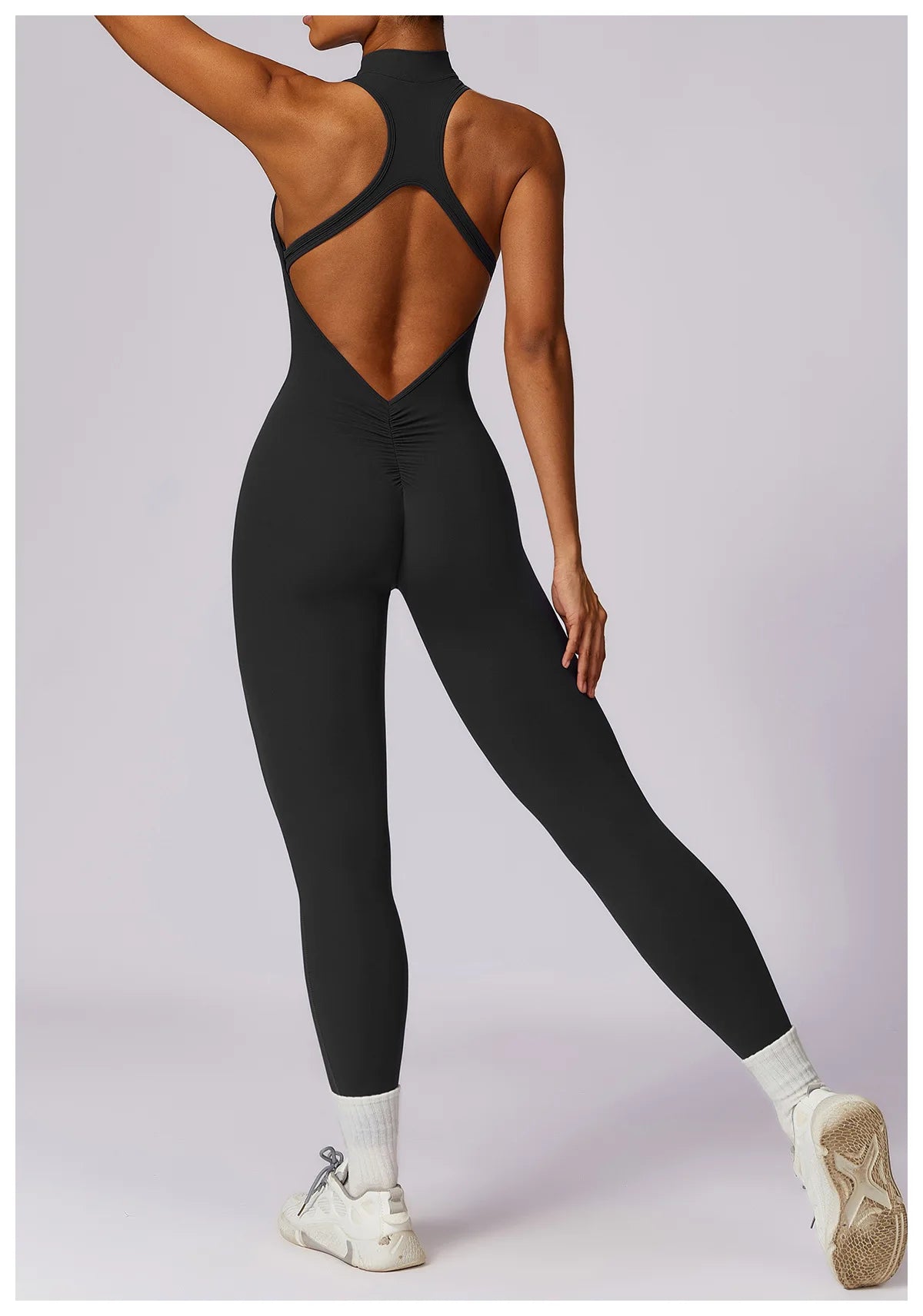 Macacão Fit Diamond com Zíper – Push Up, Compressão e Secagem Rápida