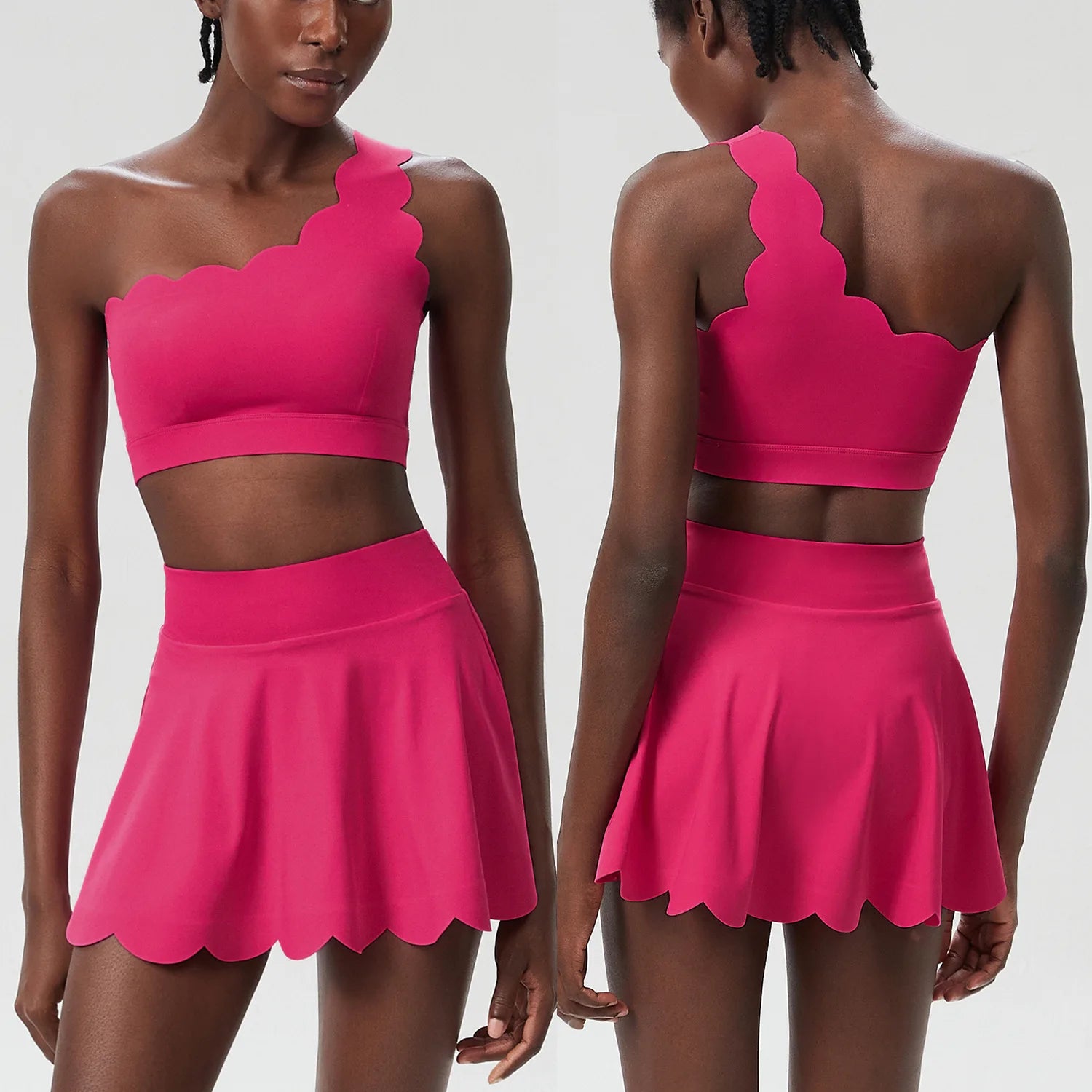 Conjunto Fitness Feminino 2 Peças Fit Diamond – Summer Tennis Saia Shorts + Top