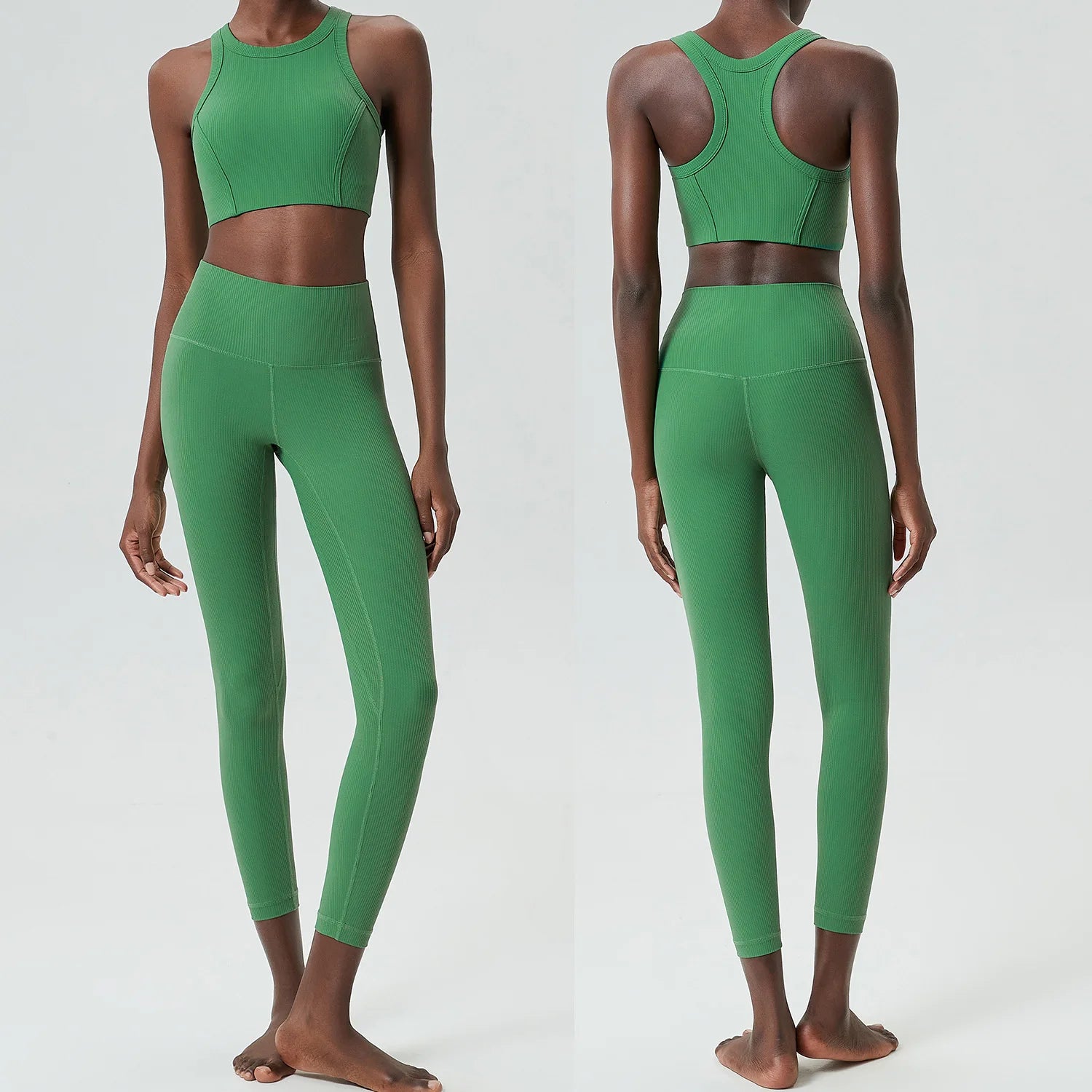 Conjunto Fitness Top e Calça Feminino 2 Peças Fit Diamond – Ribbed Slim Fit Alta Sustentação