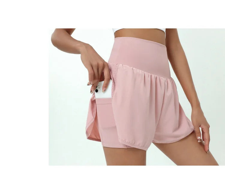 Shorts Feminino Fit Diamonds 2 in 1 — Cintura Alta, Forro Interno Compression e Secagem Rápida