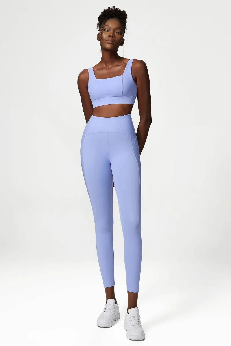 Conjunto Fitness Feminino 2 Peças Fit Diamond – Top + Legging Cintura Alta Slim Fit