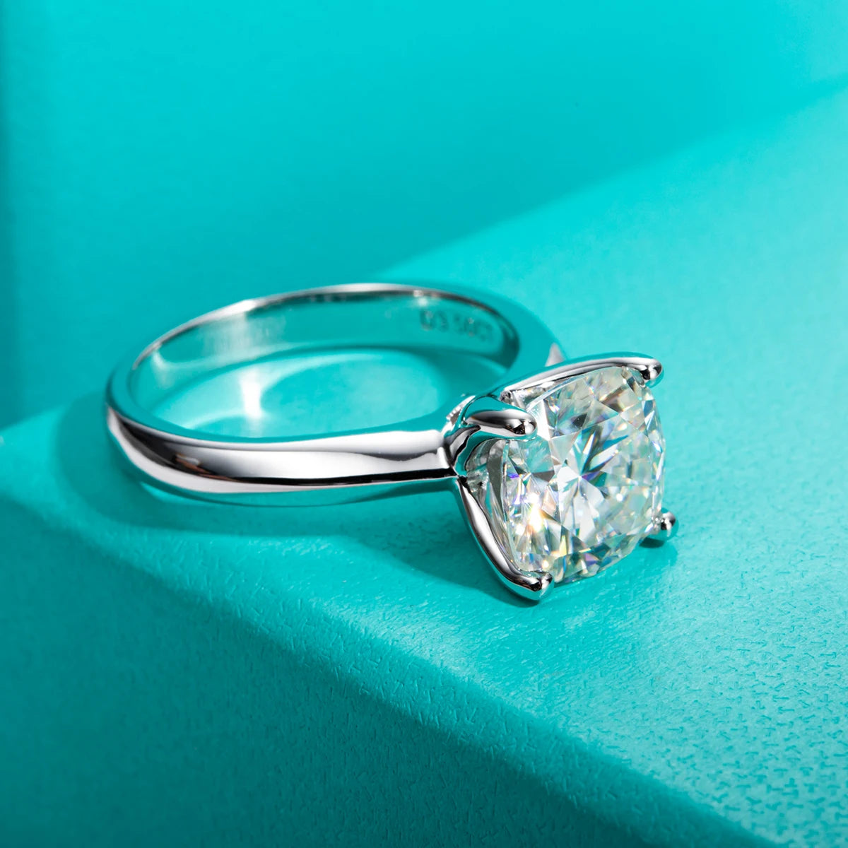 Anel de Noivado Moissanita Cushion Cut 3.5ct em Prata 925
