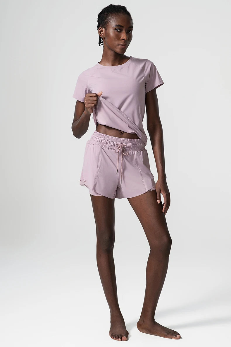 Conjunto Fitness Feminino 2 Peças Fit Diamond – Summer Loose Shorts + Blusa