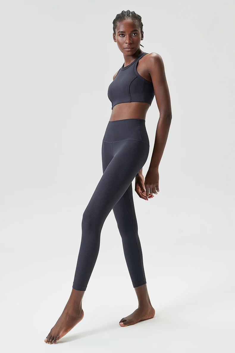Conjunto Fitness Top e Calça Feminino 2 Peças Fit Diamond – Ribbed Slim Fit Alta Sustentação
