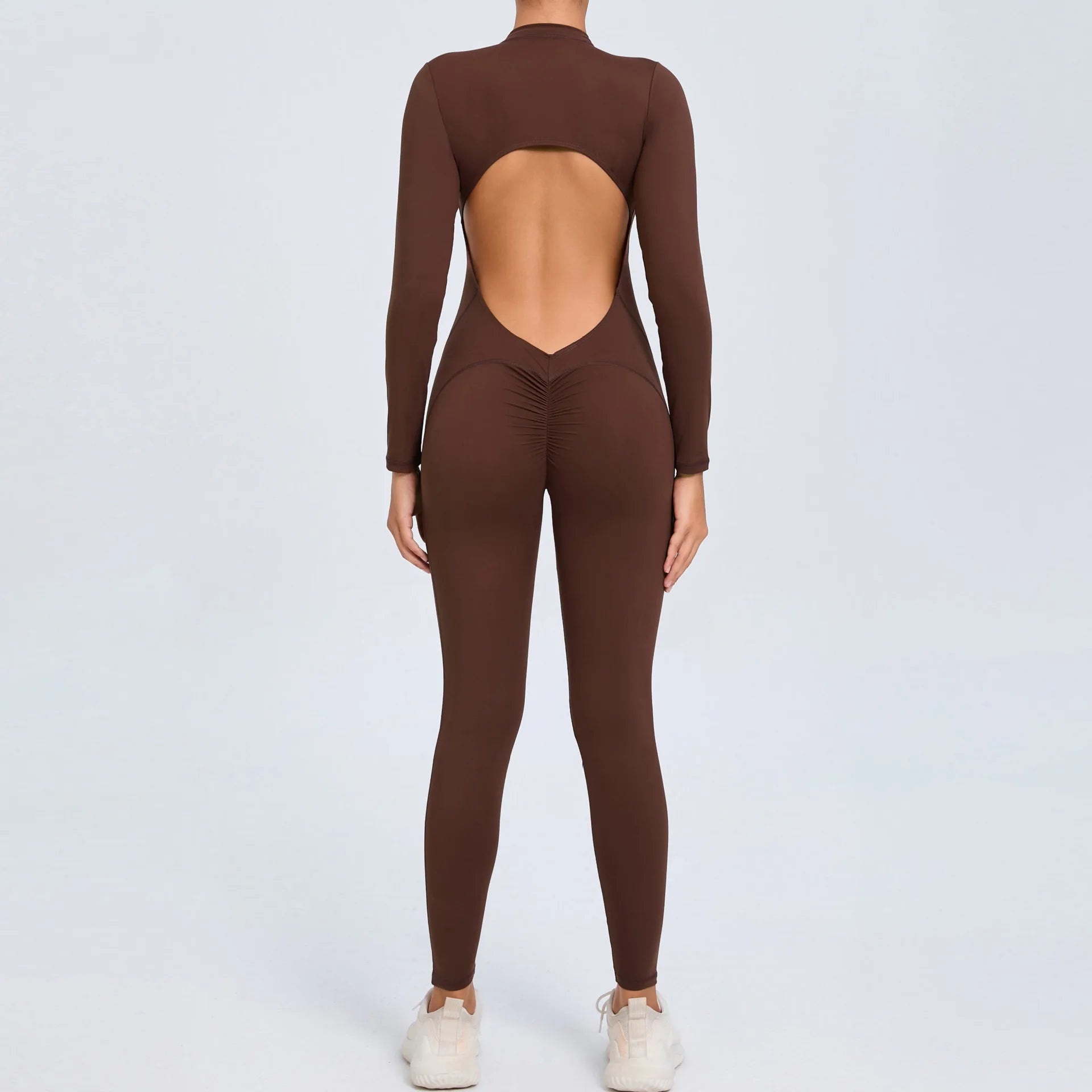 Macacão Fitness Feminino Longo – Manga Comprida, Decote Aberto & Zíper Frontal | One Piece Fit Diamond