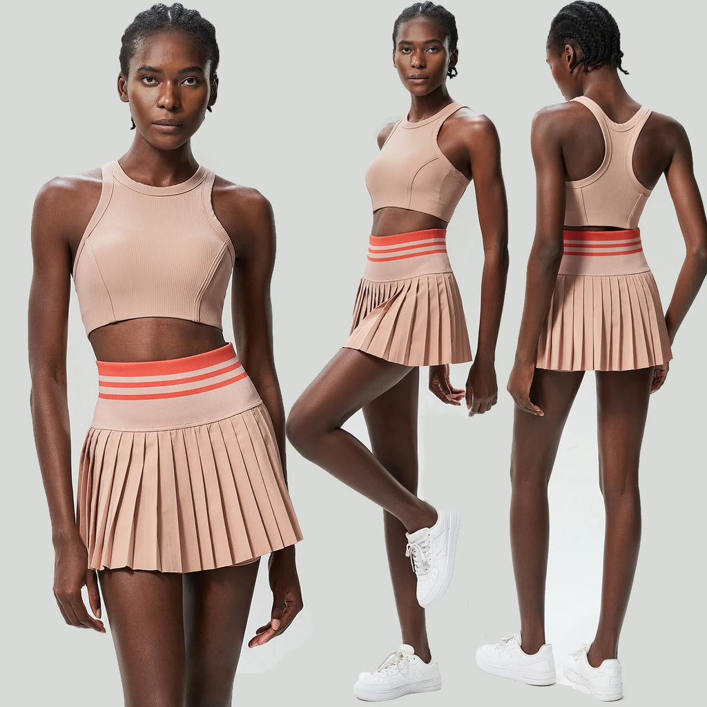 Conjunto Fitness Feminino 2 Peças Fit Diamond – Saia Shorts + Top Slim Fit
