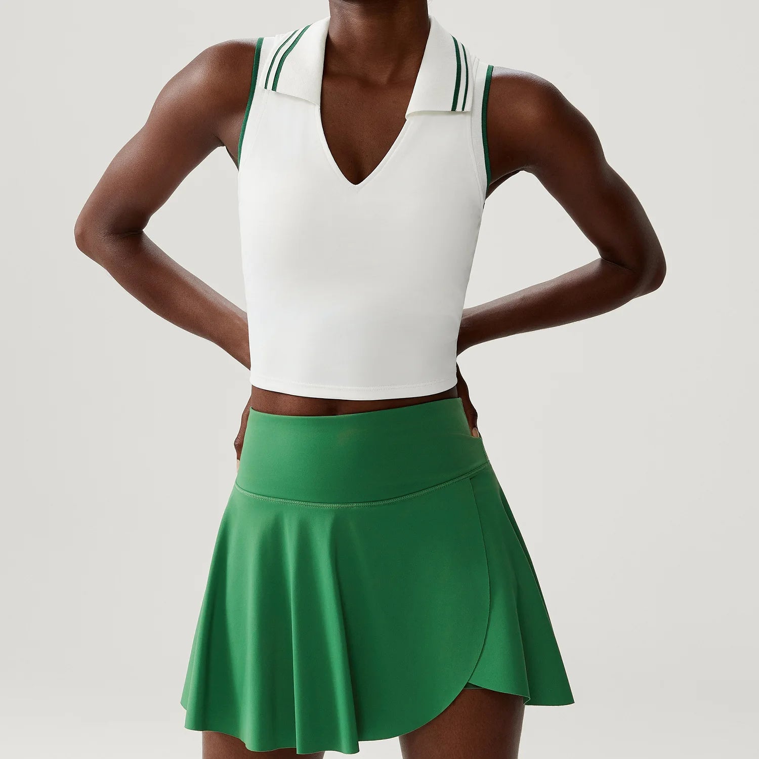 Conjunto Fitness Feminino 2 Peças Fit Diamond – Saia-Short 2 em 1 Summer Tennis
