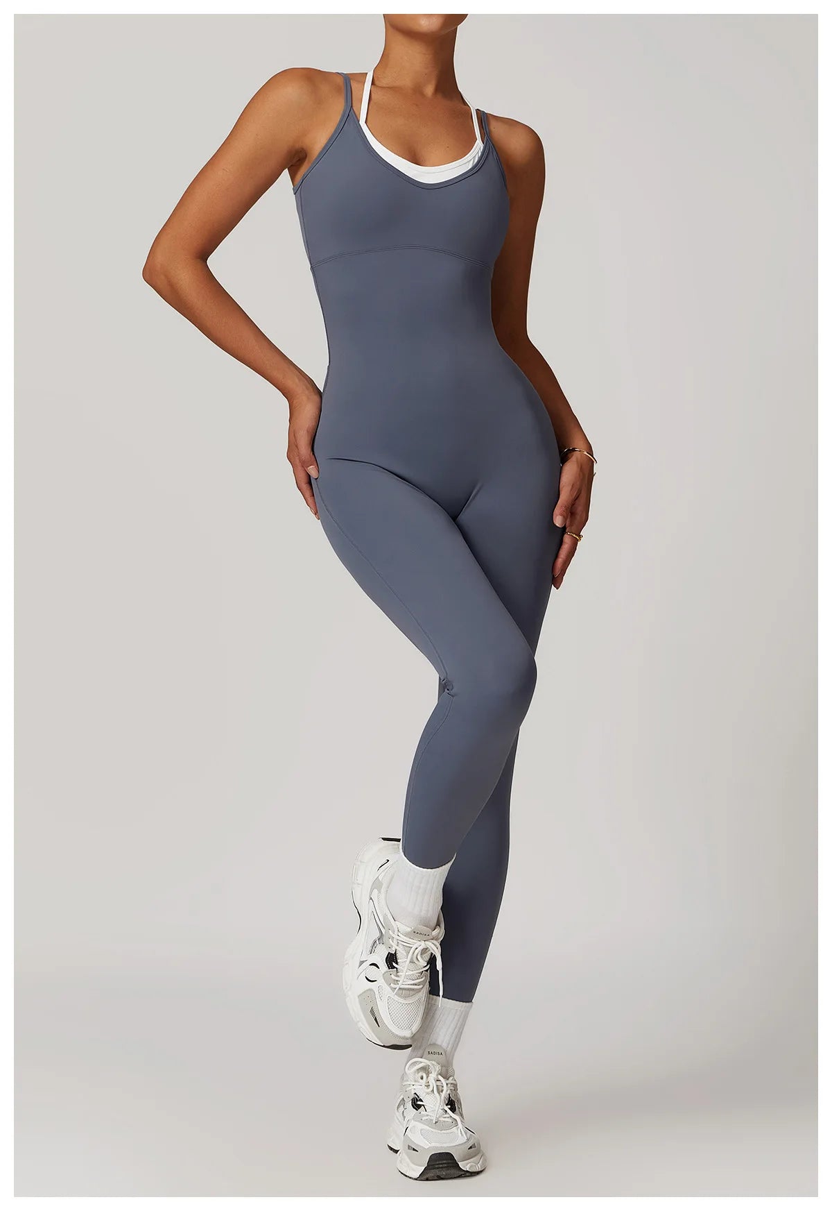 Macacão Fitness Feminino Color Block Costas Cruzadas com Bolsos | Fit Diamond