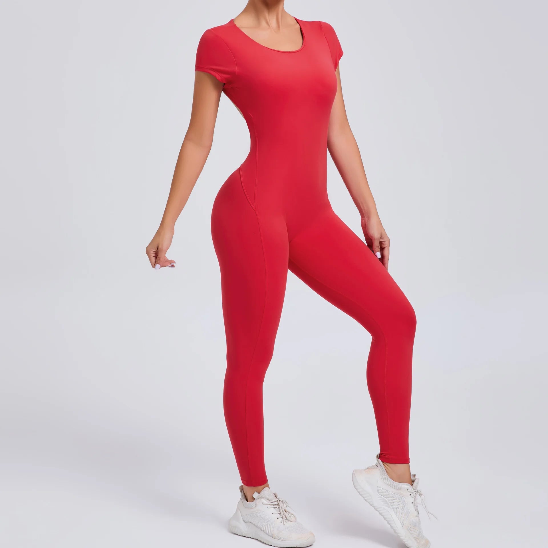 Macacão Fitness Feminino One Piece – Manga Curta, Modelagem Push Up, Yoga & Treino Fit Diamond