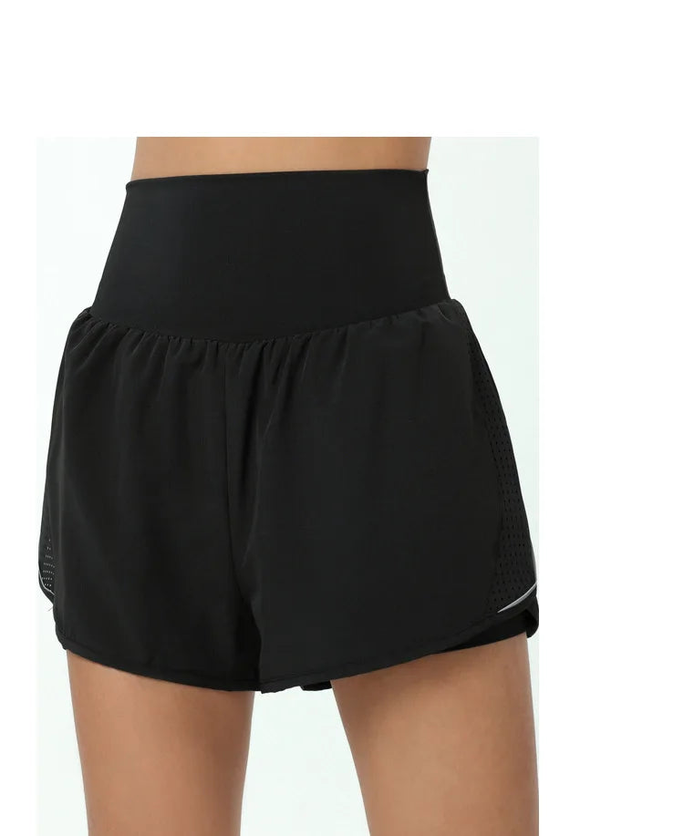 Shorts Feminino Fit Diamonds 2 in 1 — Cintura Alta, Forro Interno Compression e Secagem Rápida