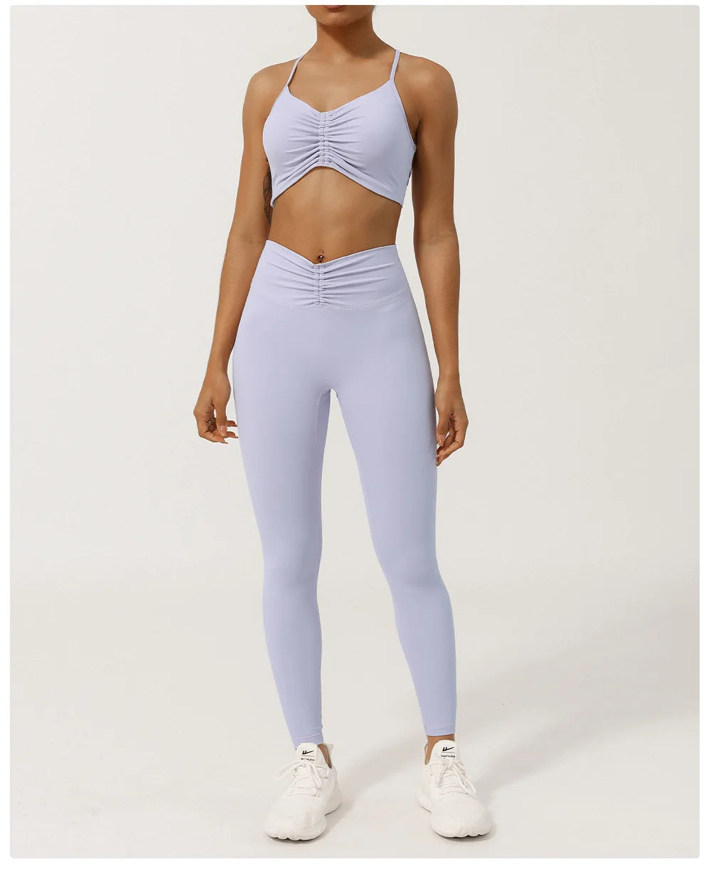 Conjunto Fit Diamond Seamless 2 Peças Top Cropped sem Costura e Calça Legging