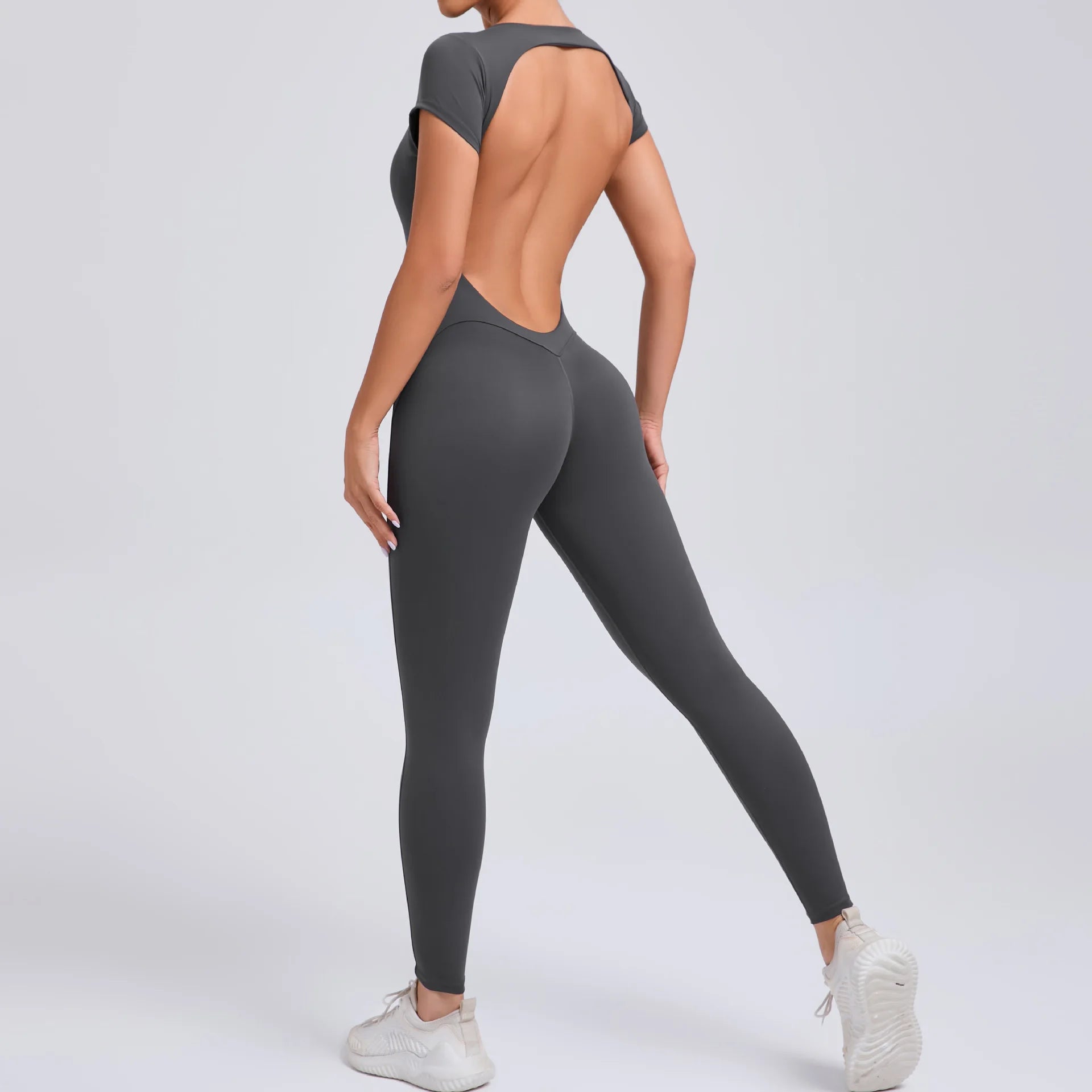 Macacão Fitness Feminino One Piece – Manga Curta, Modelagem Push Up, Yoga & Treino Fit Diamond