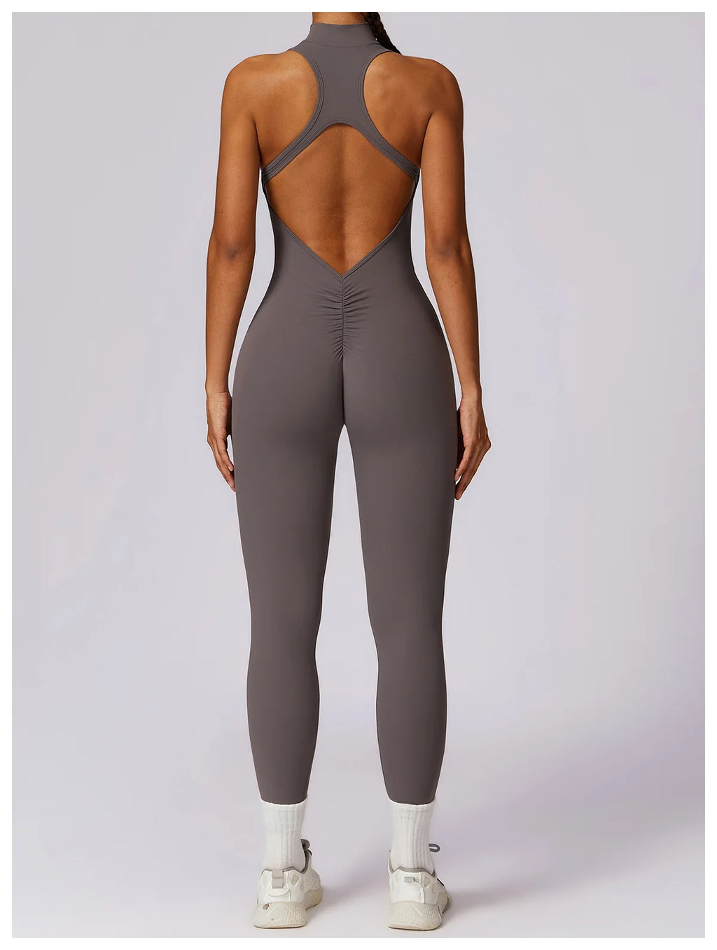 Macacão Fit Diamond com Zíper – Push Up, Compressão e Secagem Rápida