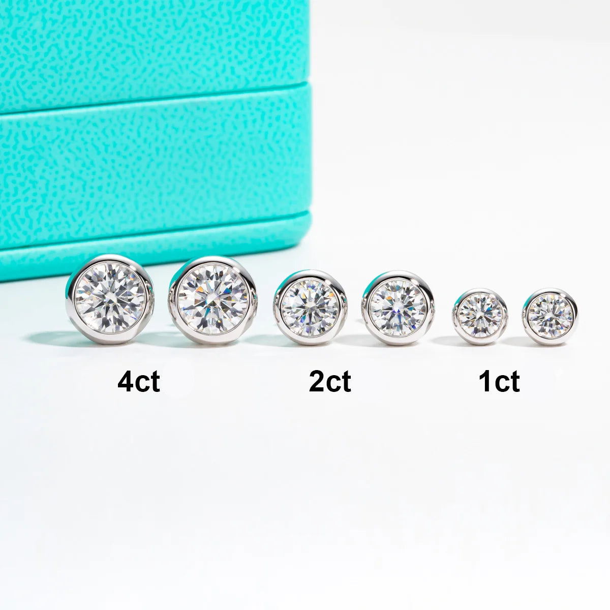 Conjunto Moissanita D Color – Brincos de Botão e Colar com Pingente em Prata 925 Banhada a Ouro 18K