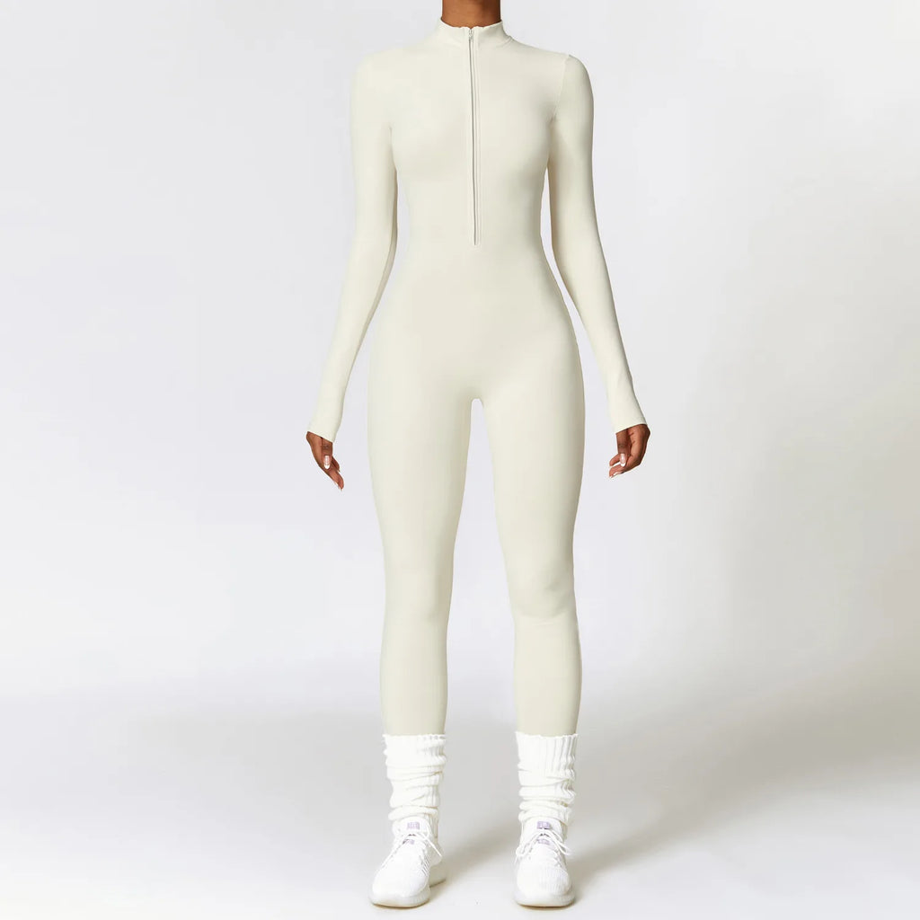 Macacão Fitness Feminino Manga Longa Inverno com Zíper – Push Up One Piece | Fit Diamond
