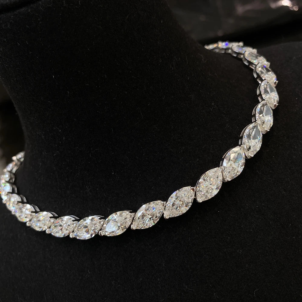 Colar Luxury Safira Laboratorial Marquise em Prata 925