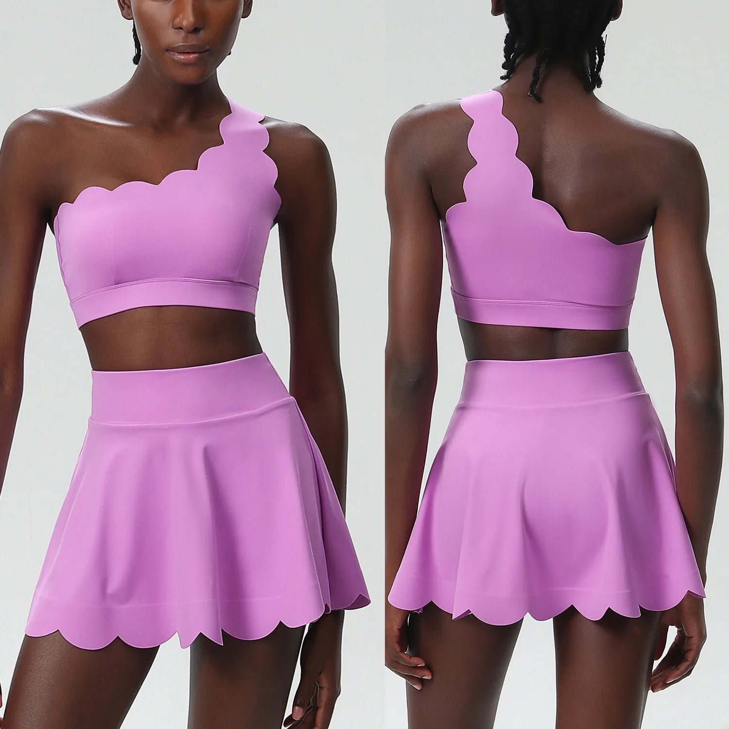 Conjunto Fitness Feminino 2 Peças Fit Diamond – Summer Tennis Saia Shorts + Top