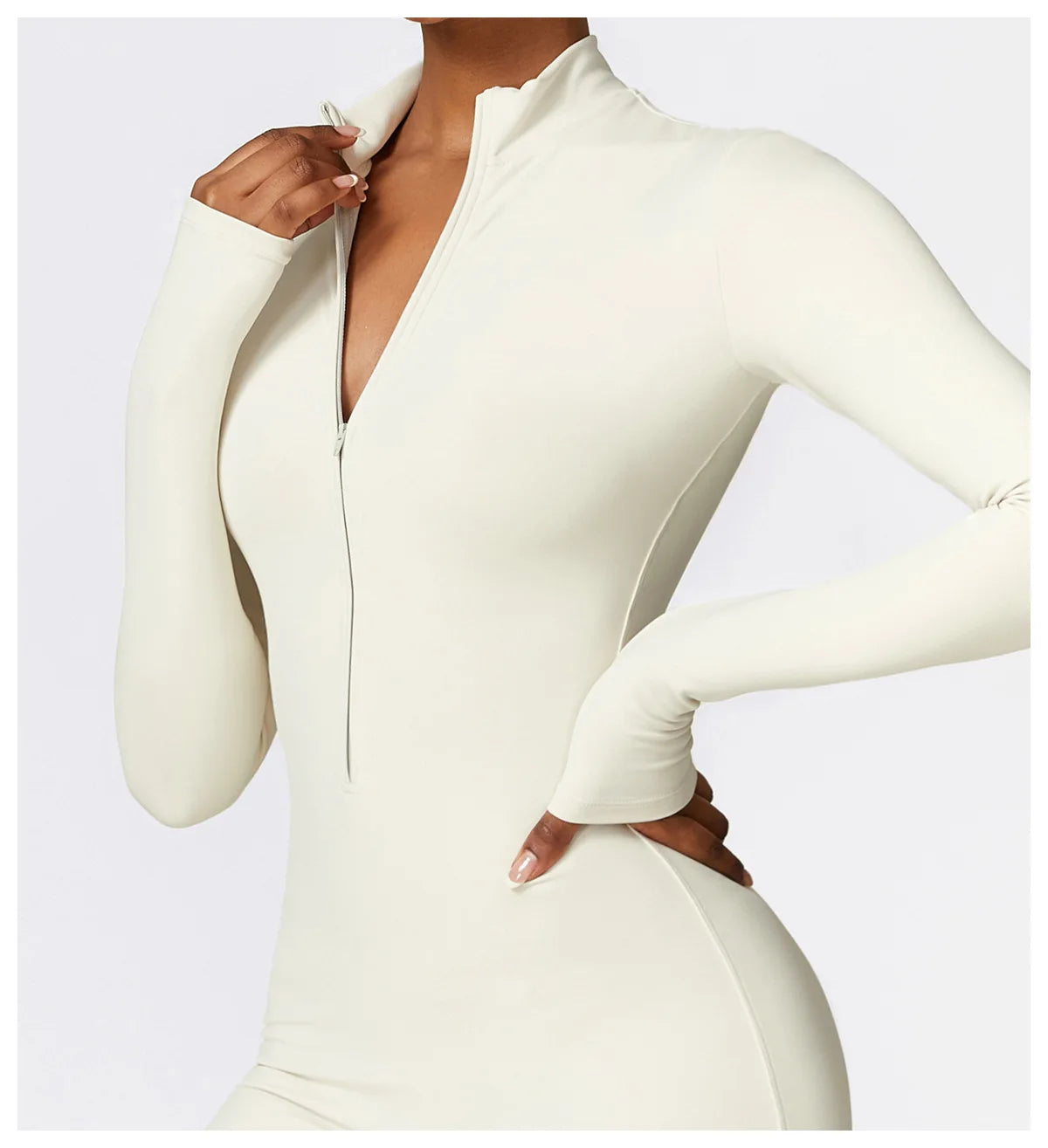 Macacão Fitness Feminino Manga Longa com Zíper – Push Up One Piece | Fit Diamond