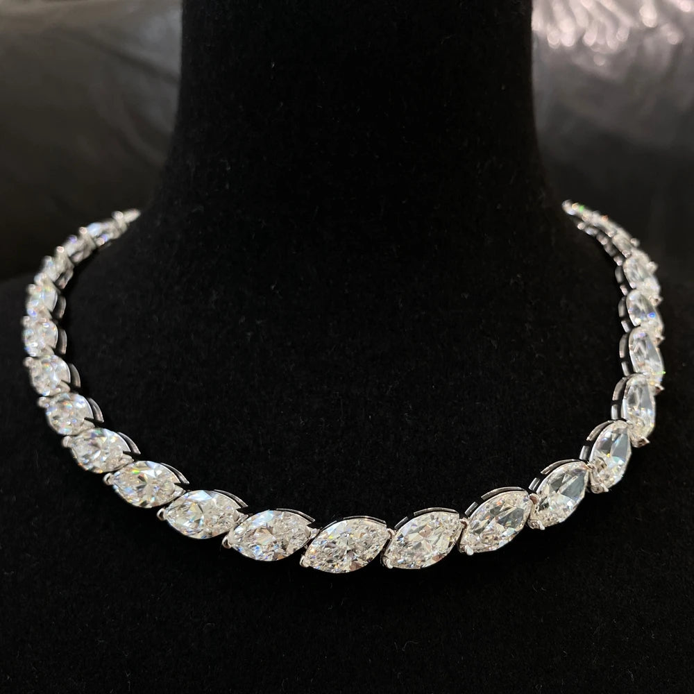 Colar Luxury Safira Laboratorial Marquise em Prata 925