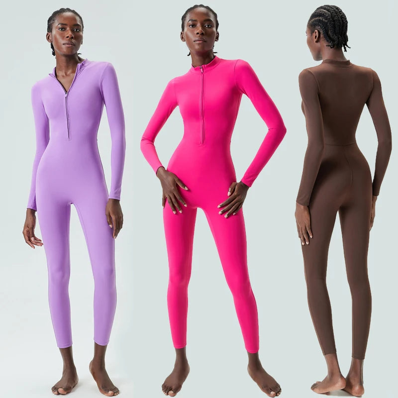 Macacão Fitness Feminino Fit Diamond – Buttery Soft Slim Fit Manga Longa