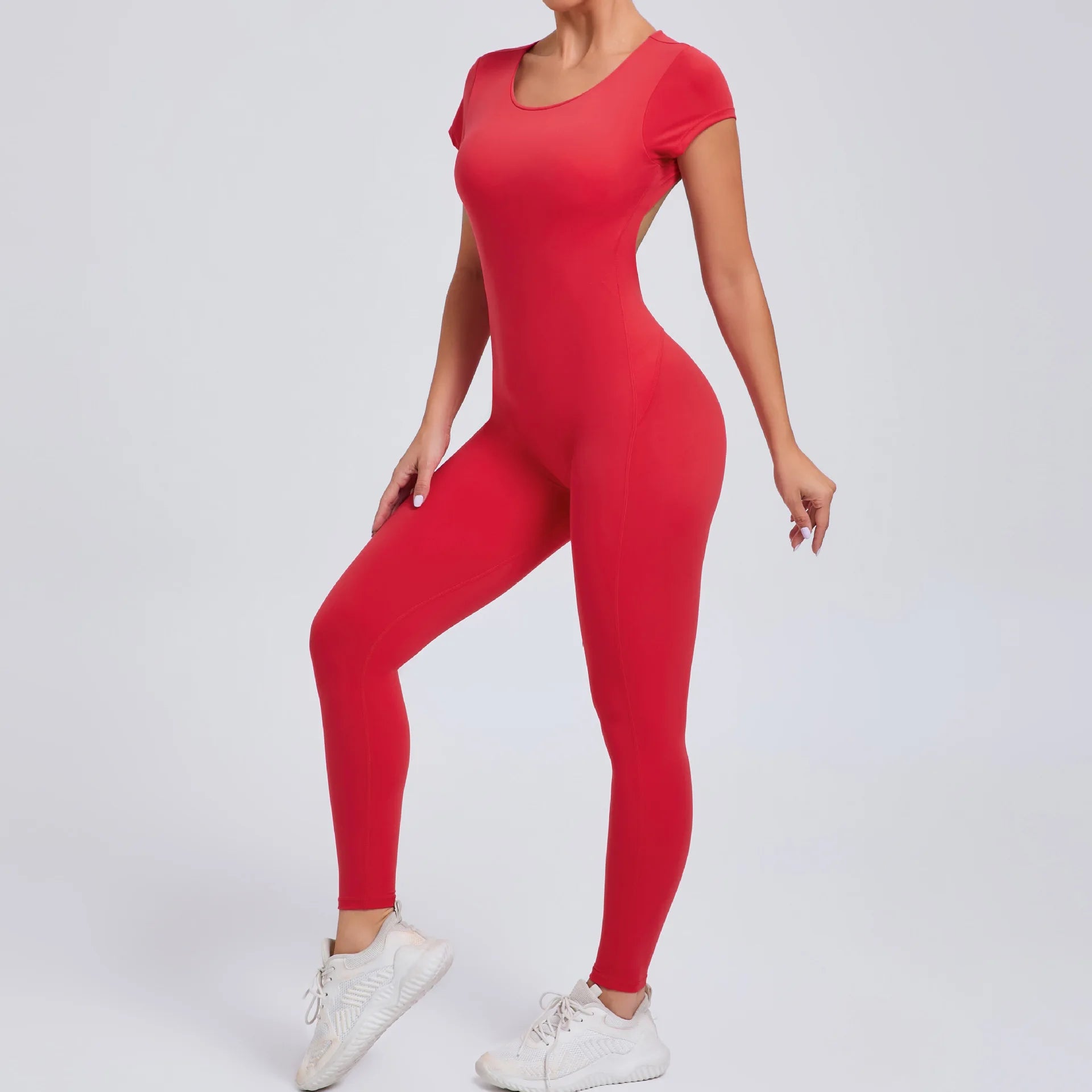 Macacão Fitness Feminino One Piece – Manga Curta, Modelagem Push Up, Yoga & Treino Fit Diamond