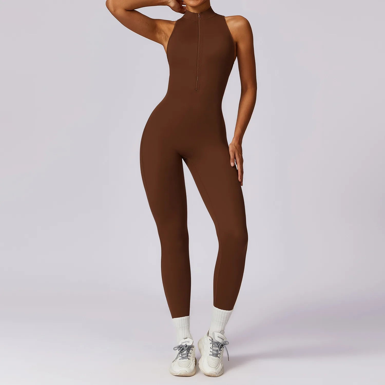 Macacão Fit Diamond com Zíper – Push Up, Compressão e Secagem Rápida