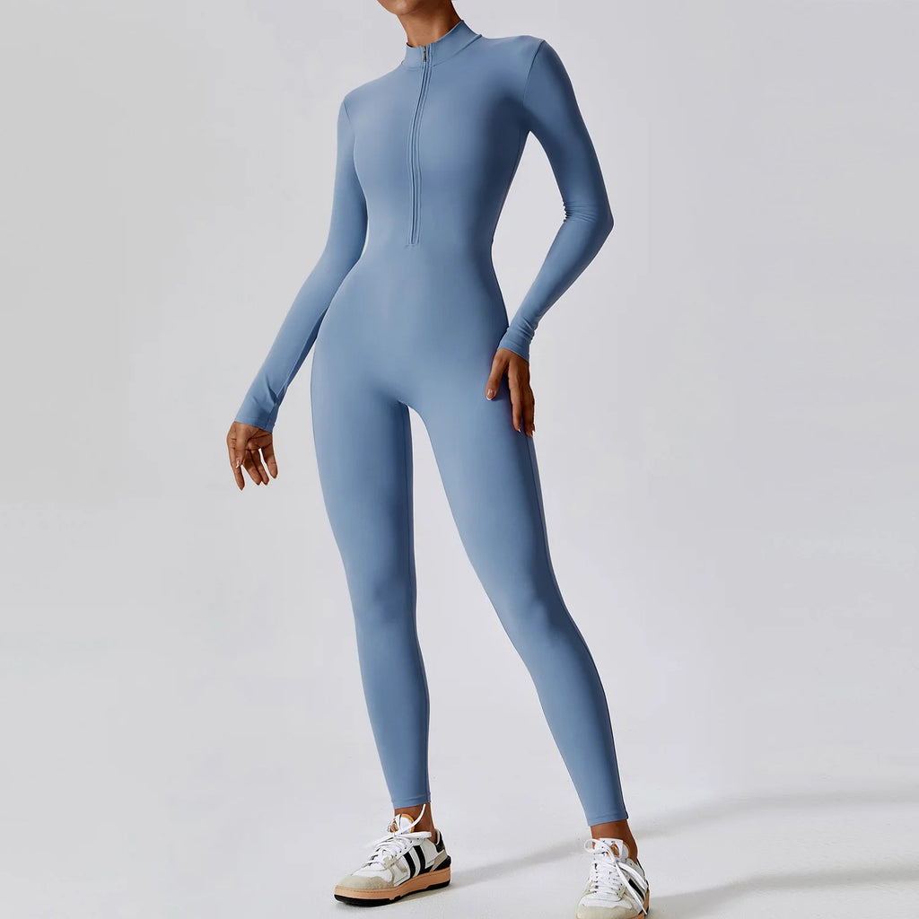 Macacão Fitness Feminino Manga Longa com Zíper – Push Up One Piece | Fit Diamond
