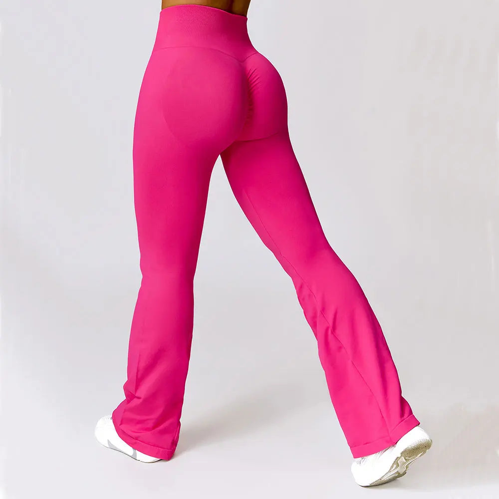 Calça Flare Sem Costura – Cintura Alta, Super Elástica, Ideal para Yoga, Dança e Academia